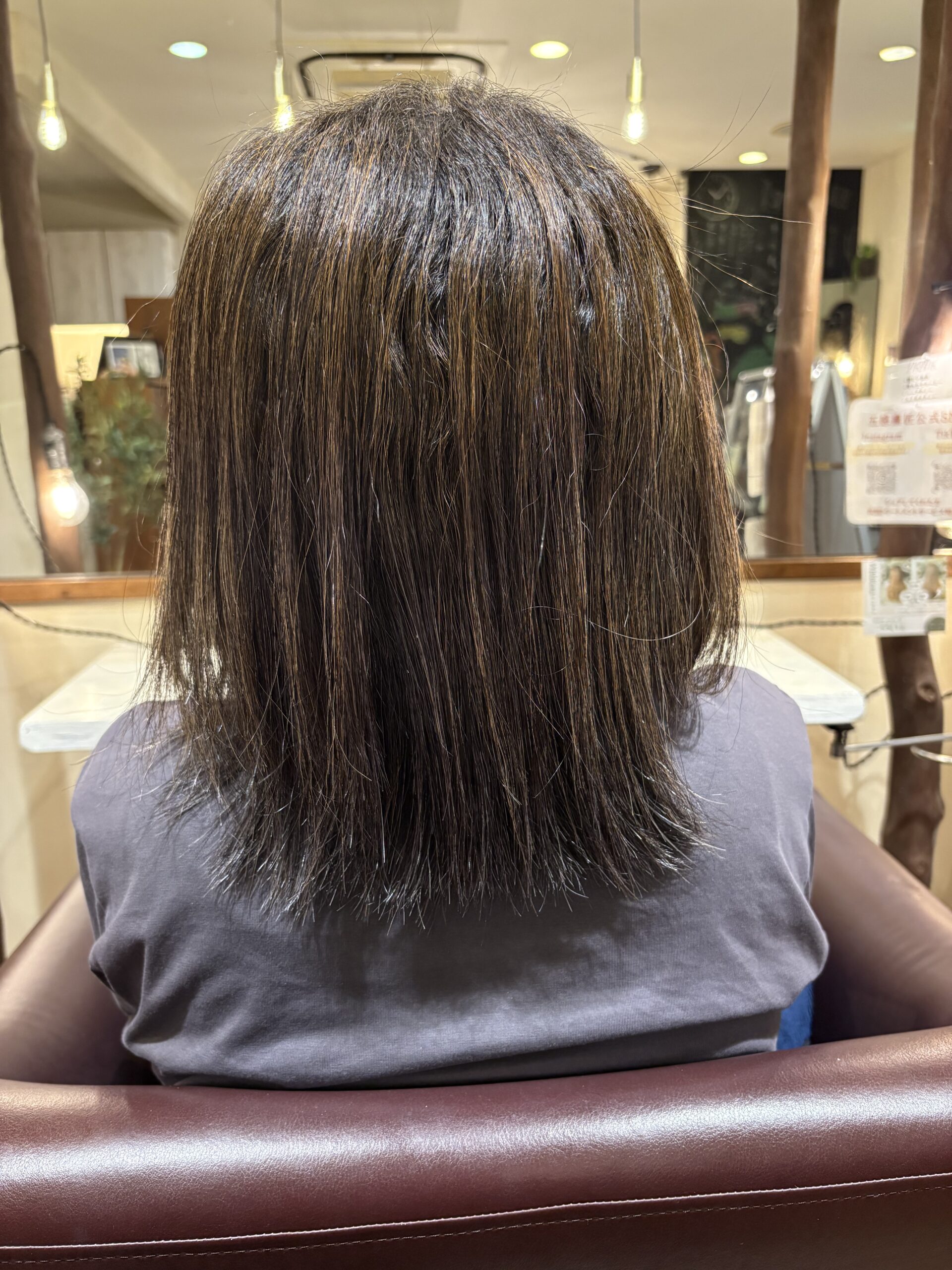 縮毛矯正前の髪（静岡市美容院）